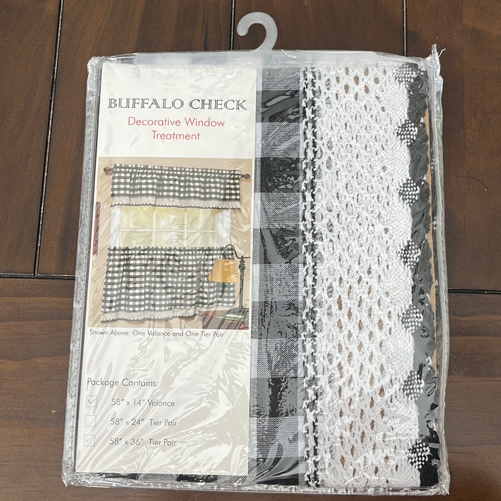 Buffalo plaid window valance